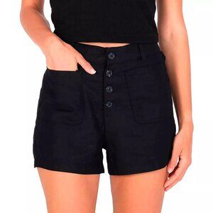 Hurley Women's Button Front Casual High Waist Walking Shorts Caviar X-Small NWT